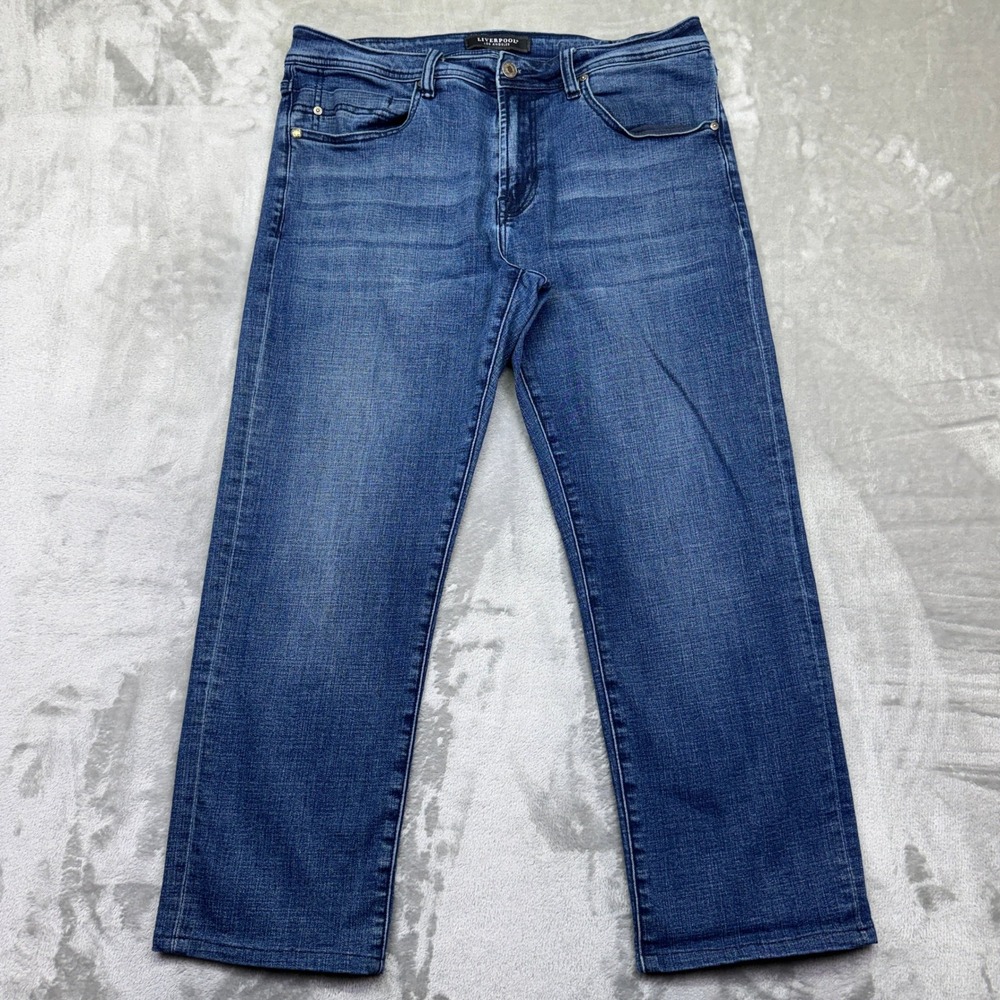 Liverpool Los Angeles Womens Blue Denim‎ Straight Leg Jeans Size 34 Grunge Retro